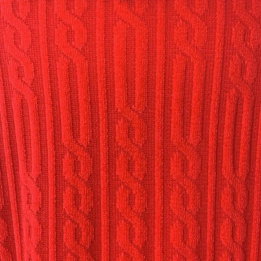 Lola Made in Italy Red Black Cable Knit Fur Collar Duster Cardigan Coat 8 44 - Picture 13 of 17